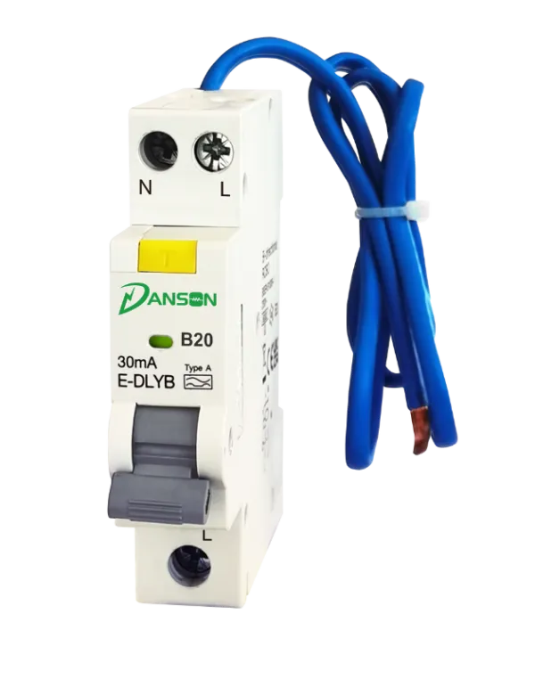 Danson-E-DLYB4120-600x762.png.webp BI-Directional Mini RCBO 6kA 1P+N Switched Neutral 1M B-Curve 20A 30mA Type A - Image 1