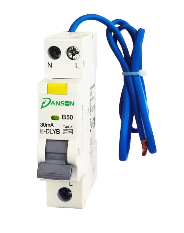 Danson-E-DLYB4150-600x762.png.webp BI-Directional Mini RCBO 6kA 1P+N Switched Neutral 1M B-Curve 50A 30mA Type A - Image 1