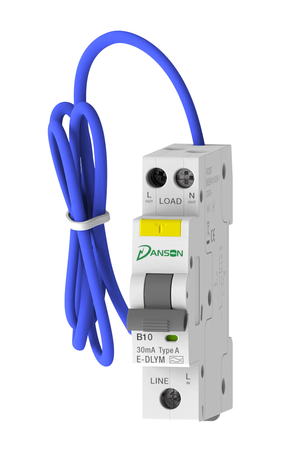 E-DLYM2110.png-2.webp Mini RCBO 6kA 1P+N Single Module B-Curve 20A 30mA 230V Type A - Image 1