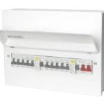10 Ways High Integrity Metal Consumer Unit Supplied With 100A Main Switch, 2 X 80A 30 mA RCD Type A, plus 10 B-Curve MCBs
